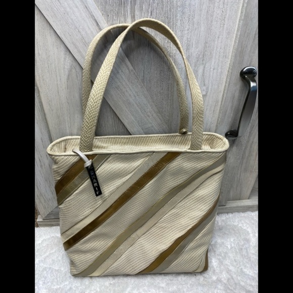 Vintage Sharif Leather Reptile Print Purse Handbag 11”x10” - Picture 4 of 12